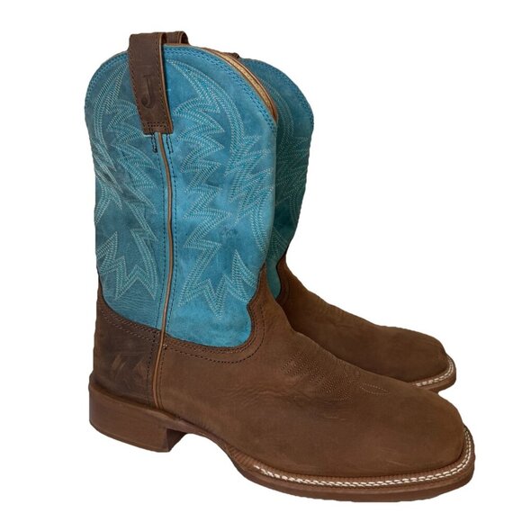 Justin Big Bucks 11” Western Square Toe Walnut Boots Men Size 12D NEW Vibram - Picture 1 of 16